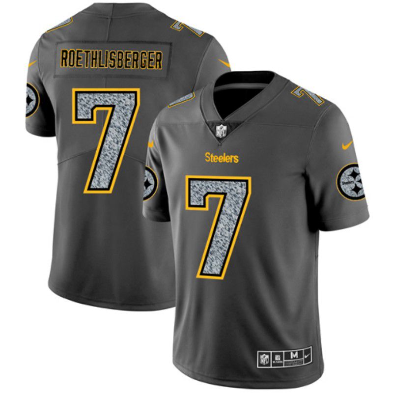 Men Pittsburgh Steelers 7 Roethlisberger Nike Teams Gray Fashion Static Limited NFL Jerseys
